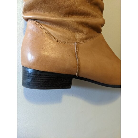Liz & Co. Vintage Y2K Brown Leather Slouch Mid-Calf Boots Low Heel Western 9.5 - Picture 4 of 14
